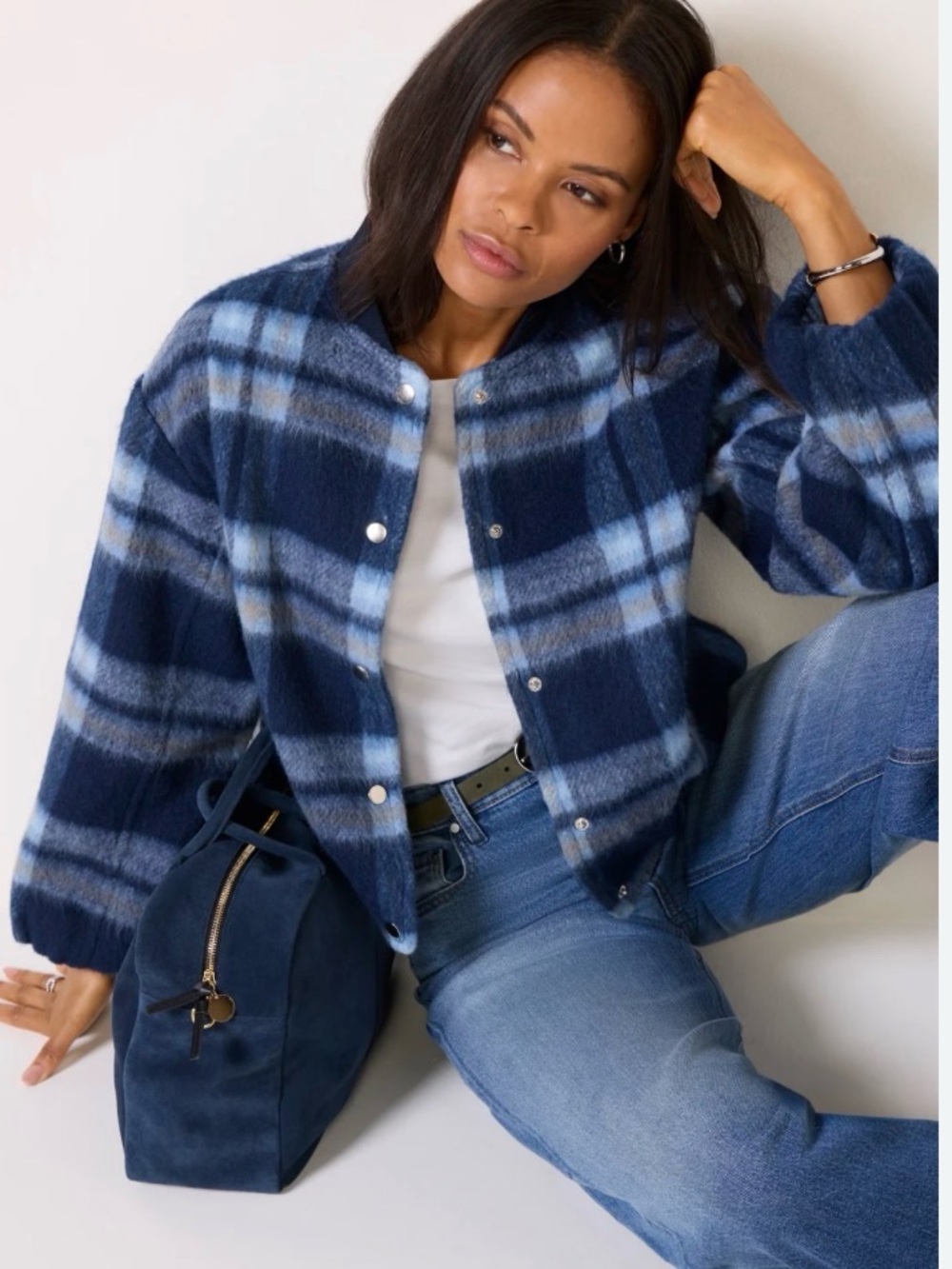 Melissa Nepton Sofie Plaid Bomber Jacket